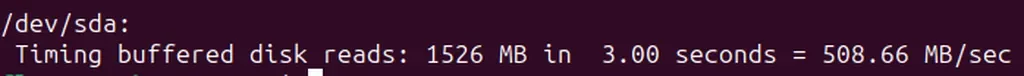 Вывод hdparm при тесте скорости чтения SSD в Ubuntu